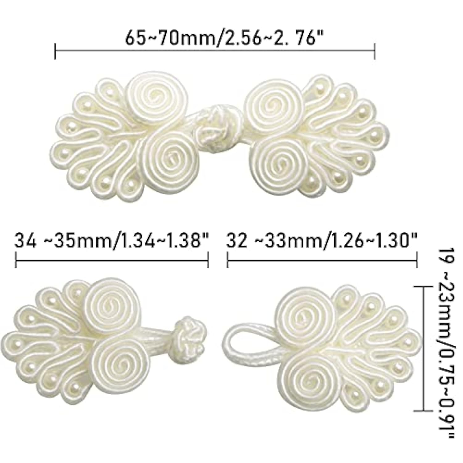 10Pcs Chinese Closure Buttons, Chinese Knots Frog Buttons Closure Sewi