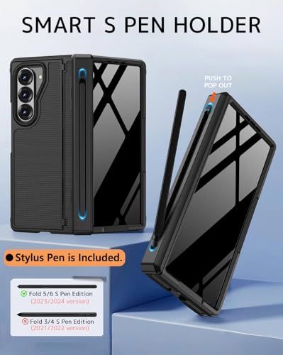 for  Galaxy Z Fold 5 Case with S Pen Holder & Stylus and Invisible Kickstand,Built in Privacy Screen Protector and Hinge Phone Cover for