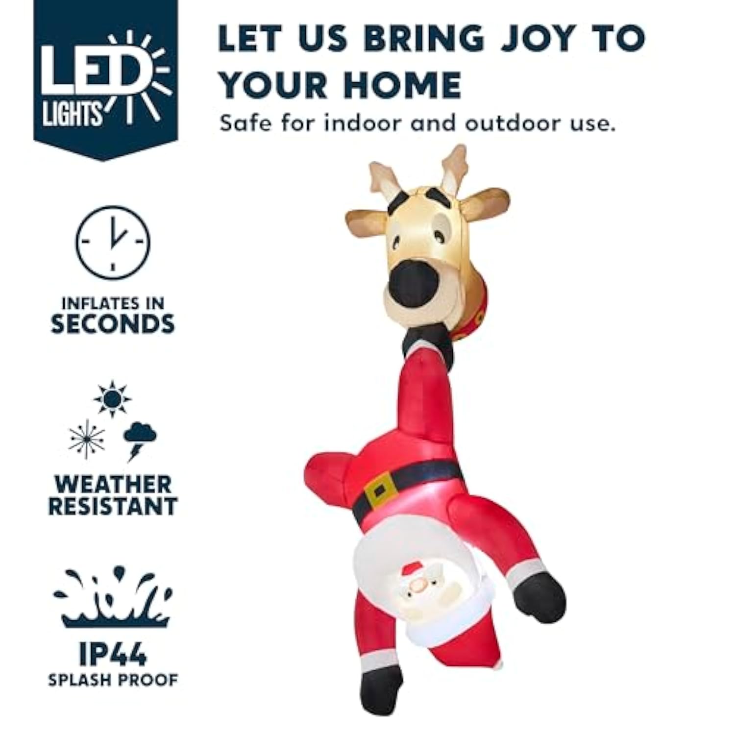 6 Ft Tall Christmas Inflatable Falling Santa With Reindeer Broke Out From Window, Blow Up Xmas Inflatables With Build-In