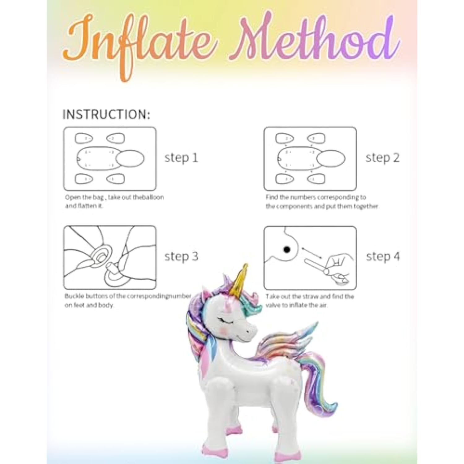 22Pc Unicorn Balloons & Happy Birthday Banner Large Foil Star Baby Shower Decor