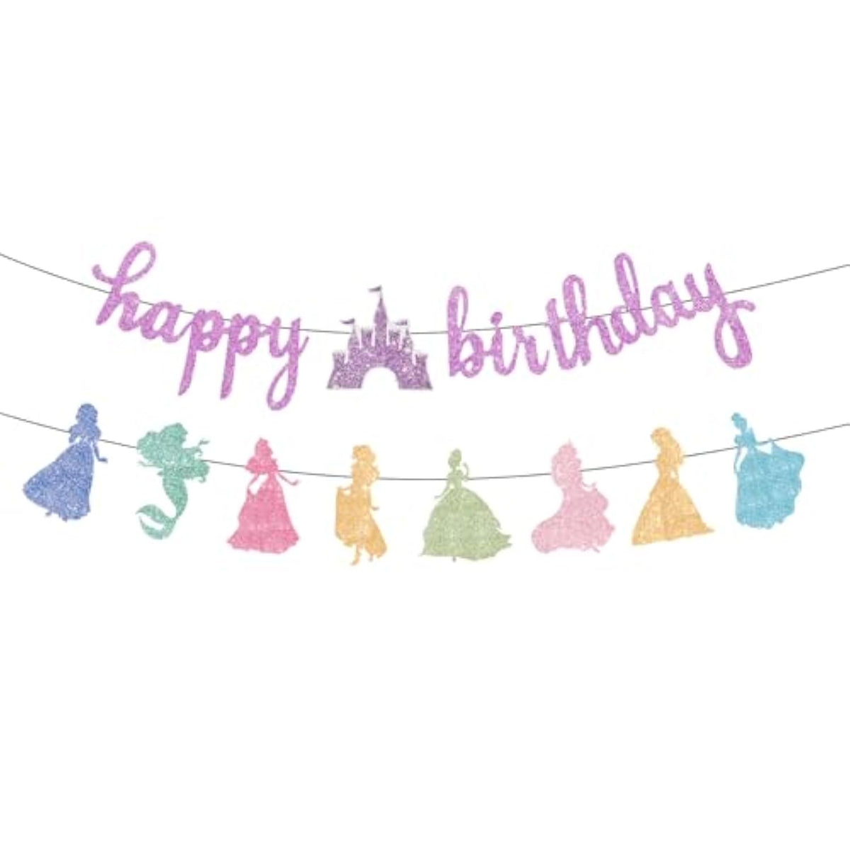 Princess Birthday Banner, Pink Glitter Garland for Girls Coquette Party Decor