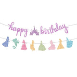 Princess Birthday Banner, Pink Glitter Garland for Girls Coquette Party Decor