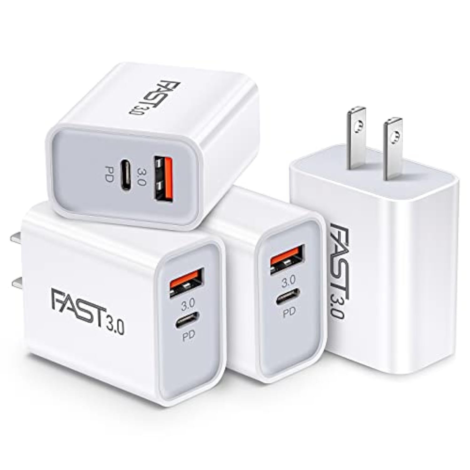 20W Usb C Fast Charger [4-Pack] Dual Port Pd Power Delivery + Fast Charger 3.0 Wall Charger Block Compatible For Iphone 15 14 13 Pro Max Mini Xs/Xr/X, 8/7/6, Ipad Pro,Samsung Galaxy, Pixel
