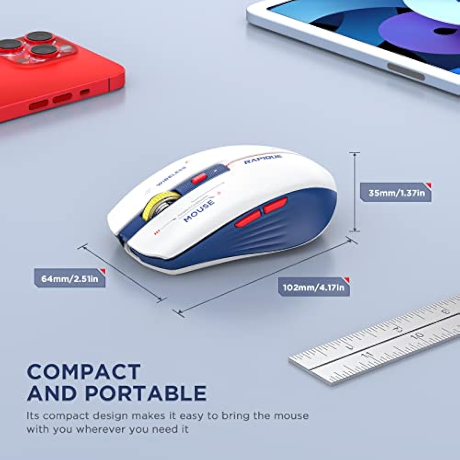 Bluetooth Wireless Mouse - (Bt1/Bt2+Usb) Tri-Mode High Performance, Rechargeab