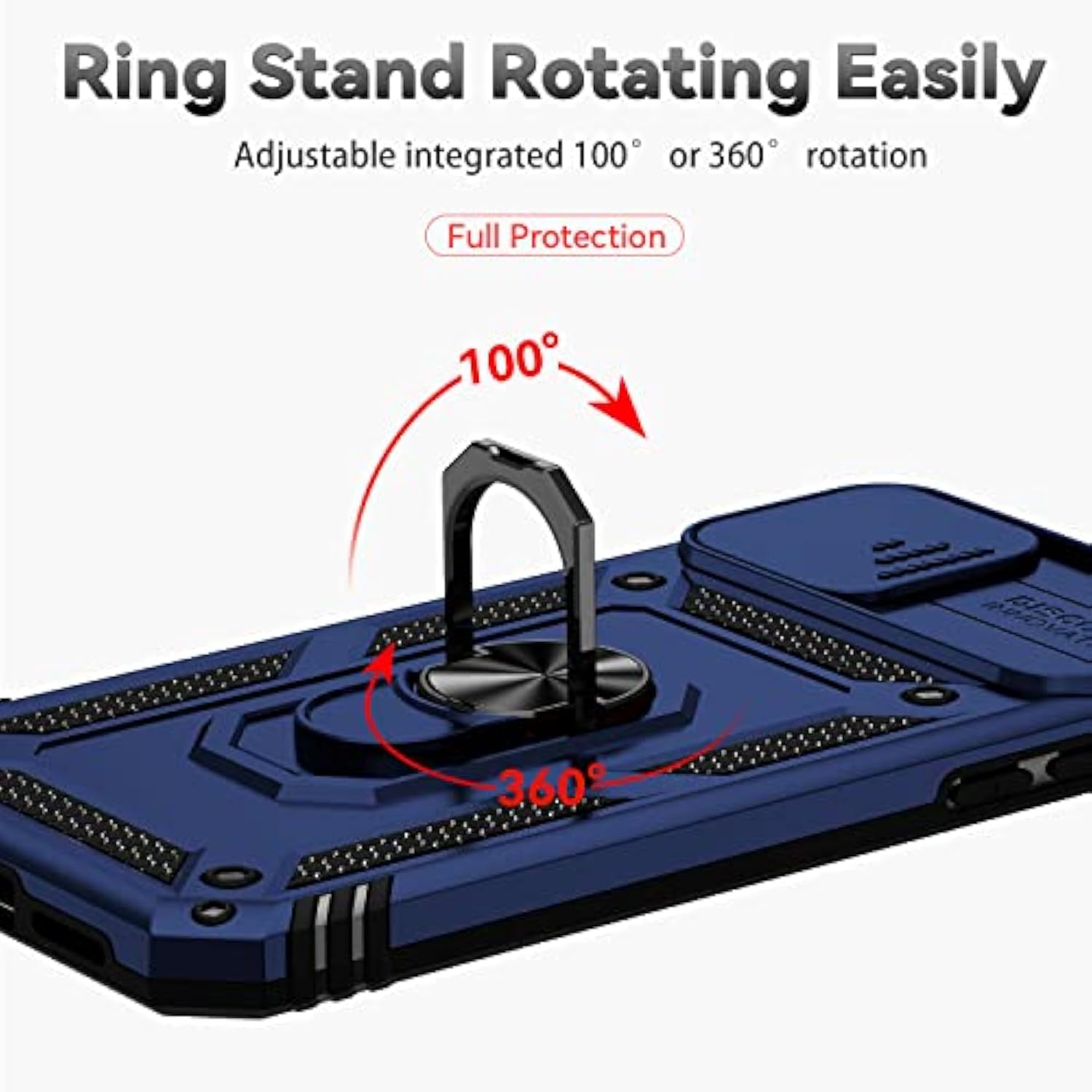 iPhone 11 6.1 Inch Case with Screen Protector Camera Cover Kickstand Blue