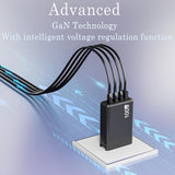 100W Usb C Charger,Gan 4-Port Charging Station,Portable Foldable Fast Power Adapter With 5.9Ft Cable Replacement For Iphone 16/15,Macbook Pro/Air,Ipad Pro,Samsung Galaxy,Dell Xps,And All Usb C Devices