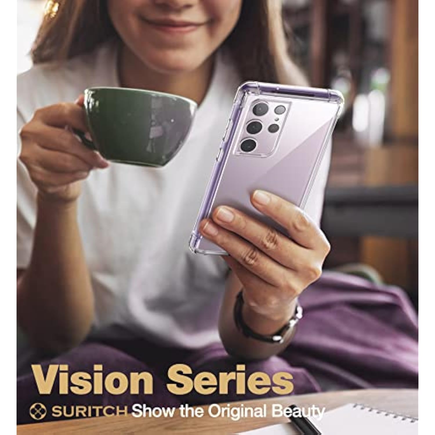 For Samsung Galaxy S23 Ultra Clear Case 6.8" (Only), [Built-In Screen Protector] Full Body Protective Hard Shell+Soft Tpu Phone Case For Samsung S23 Ultra -(Dark Purple Edge)