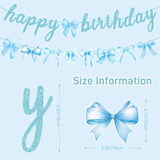 Blue Bow Birthday Banner Garland With Hanging Swirls For Baby Blue Bow Party Decor Coquette Birthday Decorations