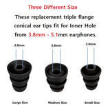 Replacement Triple Flange Conical Ear Tips Soft Silicone Earbud Tips Gels Bud Fit For Inner Hole From 4Mm - 5.1Mm Earphones 9 Pairs S/M/L Black