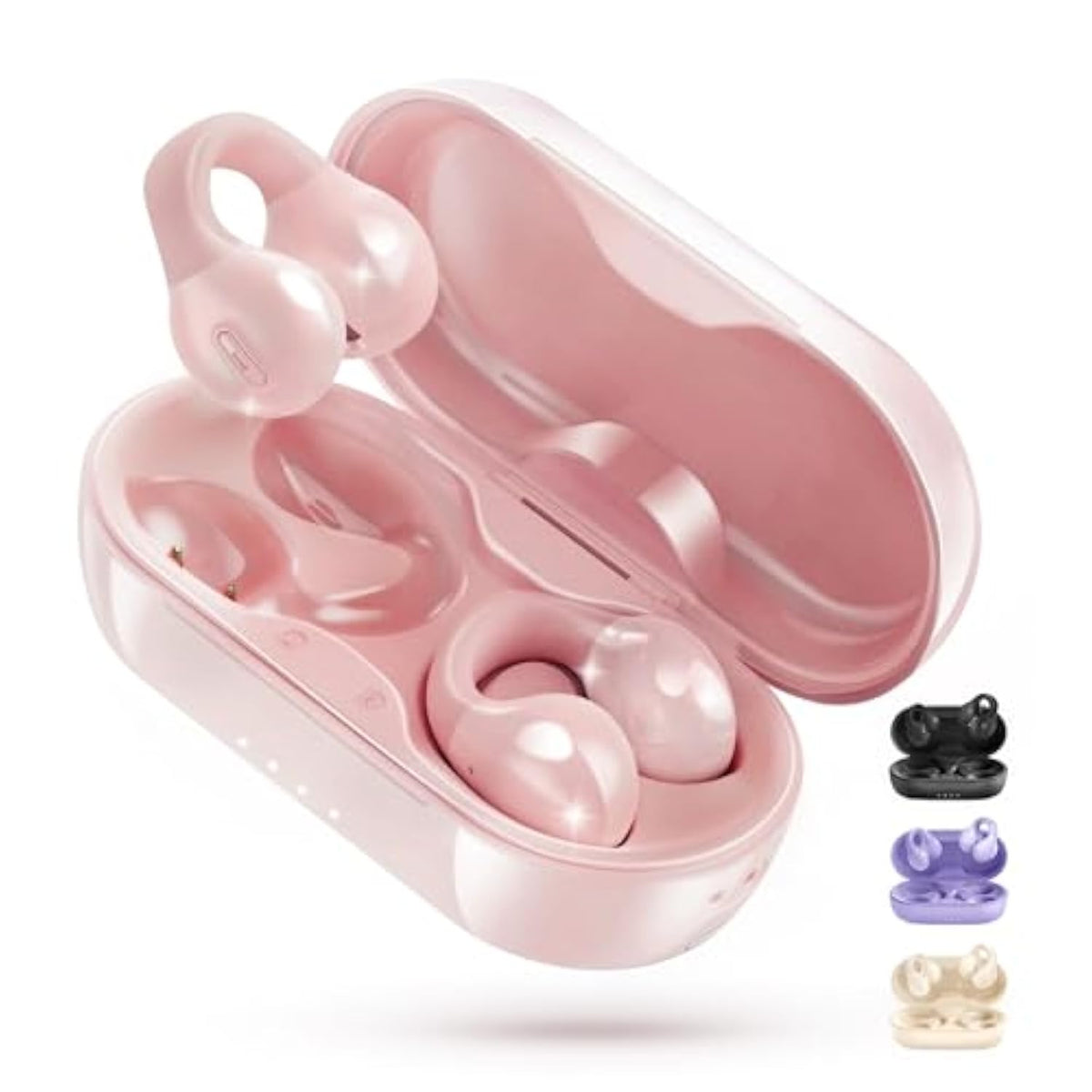 I21 Open Ear Clip On Earbuds Wireless Bluetooth Ear Clip Headphones With Mic, Noise Cancelling, Waterproof Ipx4, For Small Ears, Perfect For Running, Sports, And Glasses Wearers (Pink)