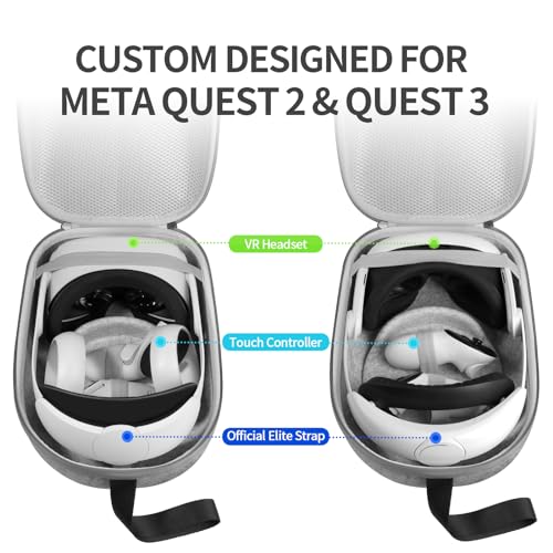 Carrying Case For Meta Quest 3S/Quest 3/Quest 2, Vr Headset, Controller, Offical Original Head Strap Accessories, Premium Hard Felt Fabric With Lightweight Protection For Travel Storage