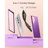 For Samsung Galaxy S22 Ultra 5G Case, Cover 3 In 1 Full Body Heavy Duty Protection Hybrid Shockproof Tpu Bumper Three Layer Protective Case For Samsung Galaxy S22 Ultra 6.8 Inch, Purple