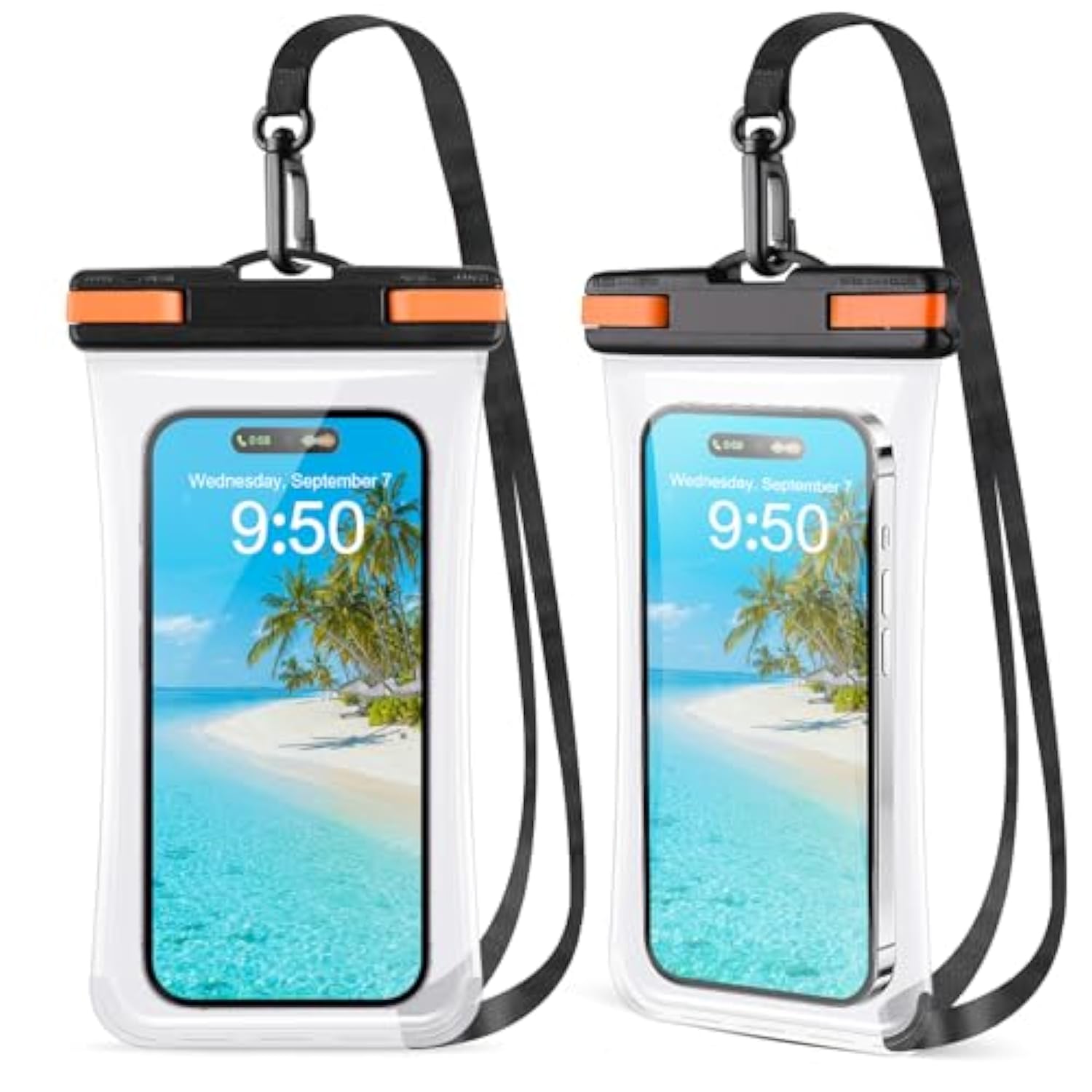 2 Pack Waterproof Phone Pouch [3D Seamless Clear Soft Edges], Waterproof Case For Iphone 15 14 13 Pro Max Plus Galaxy S24 S23 Pixel Up To 7.2" - Ipx8 Dry Bag Beach Cruise Vacation Essentials