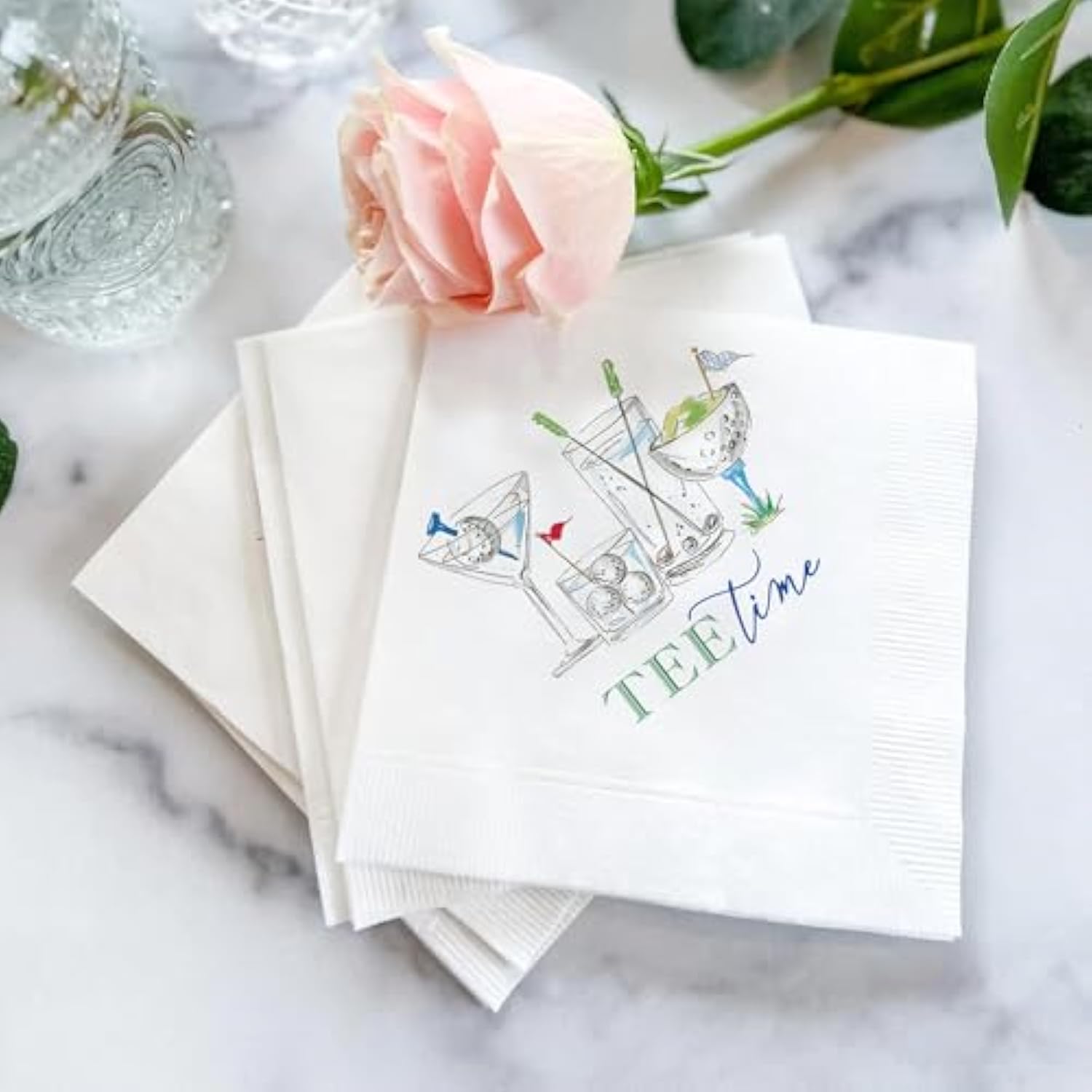 Tee Time Golf Cocktail Napkins – 50 Pack, Funny Golf-Themed Party Supplies, 2-Ply Disposable Napkins For Retirement, Birthday, Or Tournament Celebration – 5 X 5 Inches