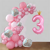 Pink Crown 40" Foil Number 3 Balloon for 3rd Birthday Party