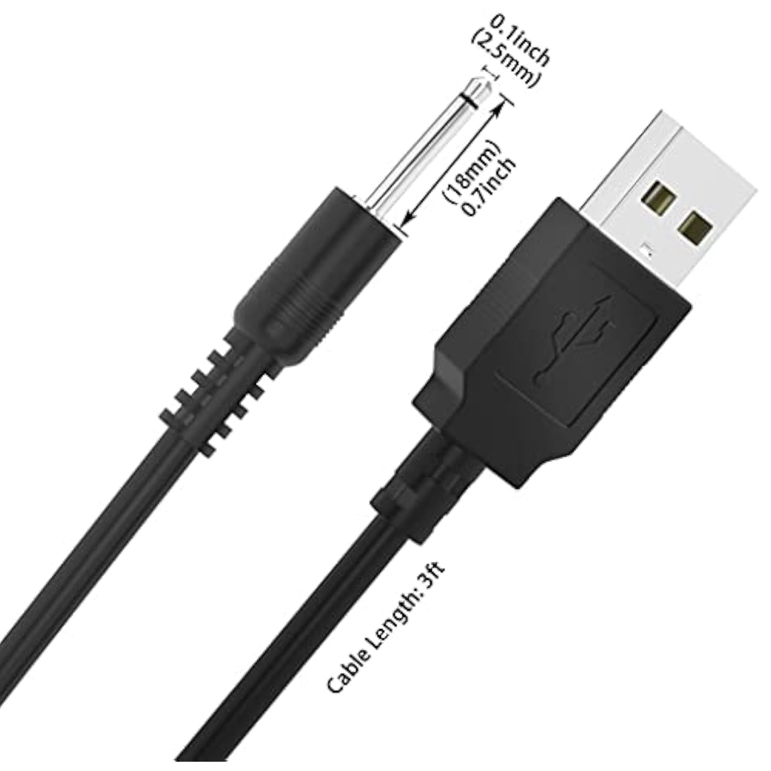 3Ft USB to DC 2.5mm Replacement Charging Cable Fast Charger Cord