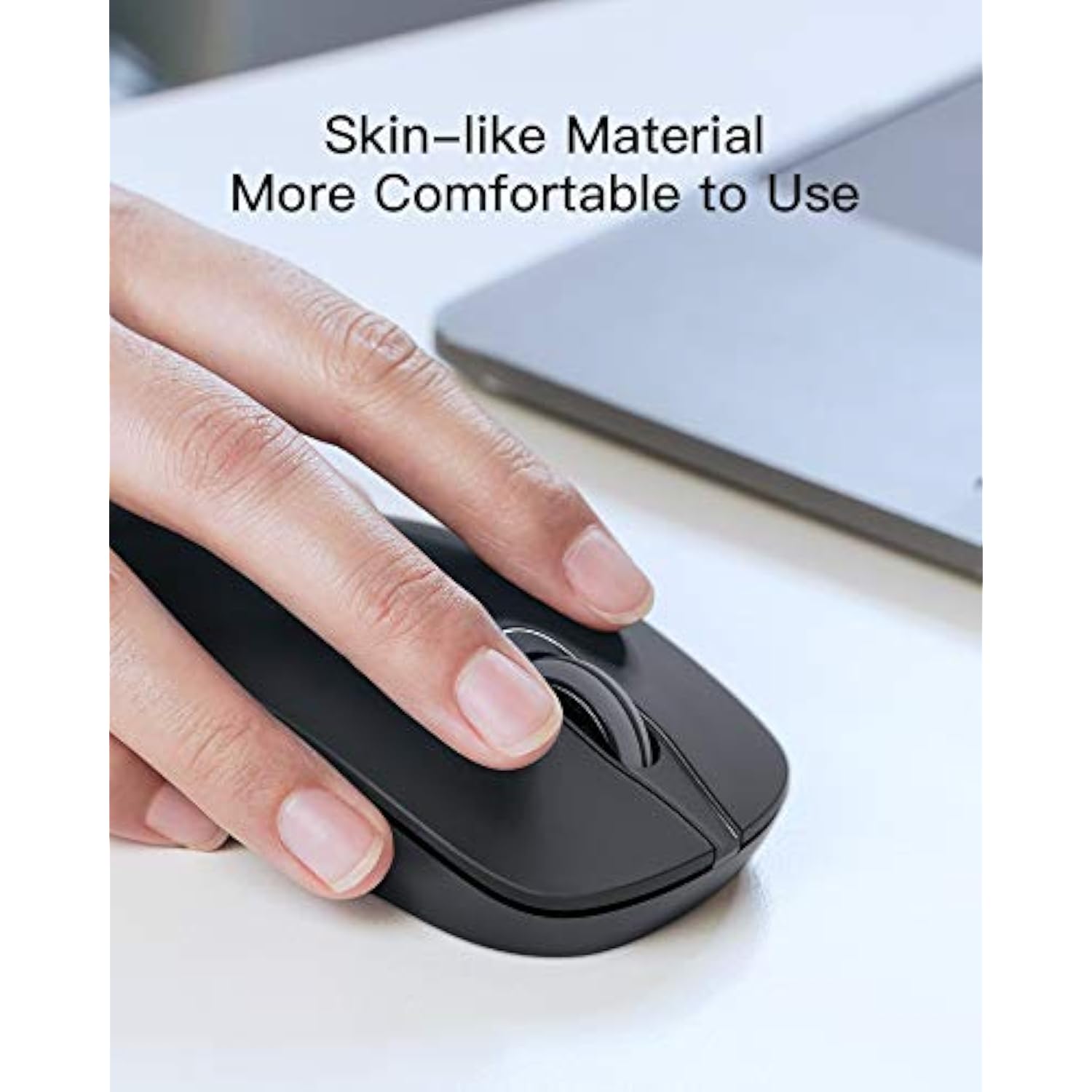 Inateck Wireless Mouse 2.4G Slim Mouse with 2 Nano Receiver USB A/USB C, Noiseless Mouse, Compatible with Notebook, PC, Laptop, MacBook, MS02001 Black