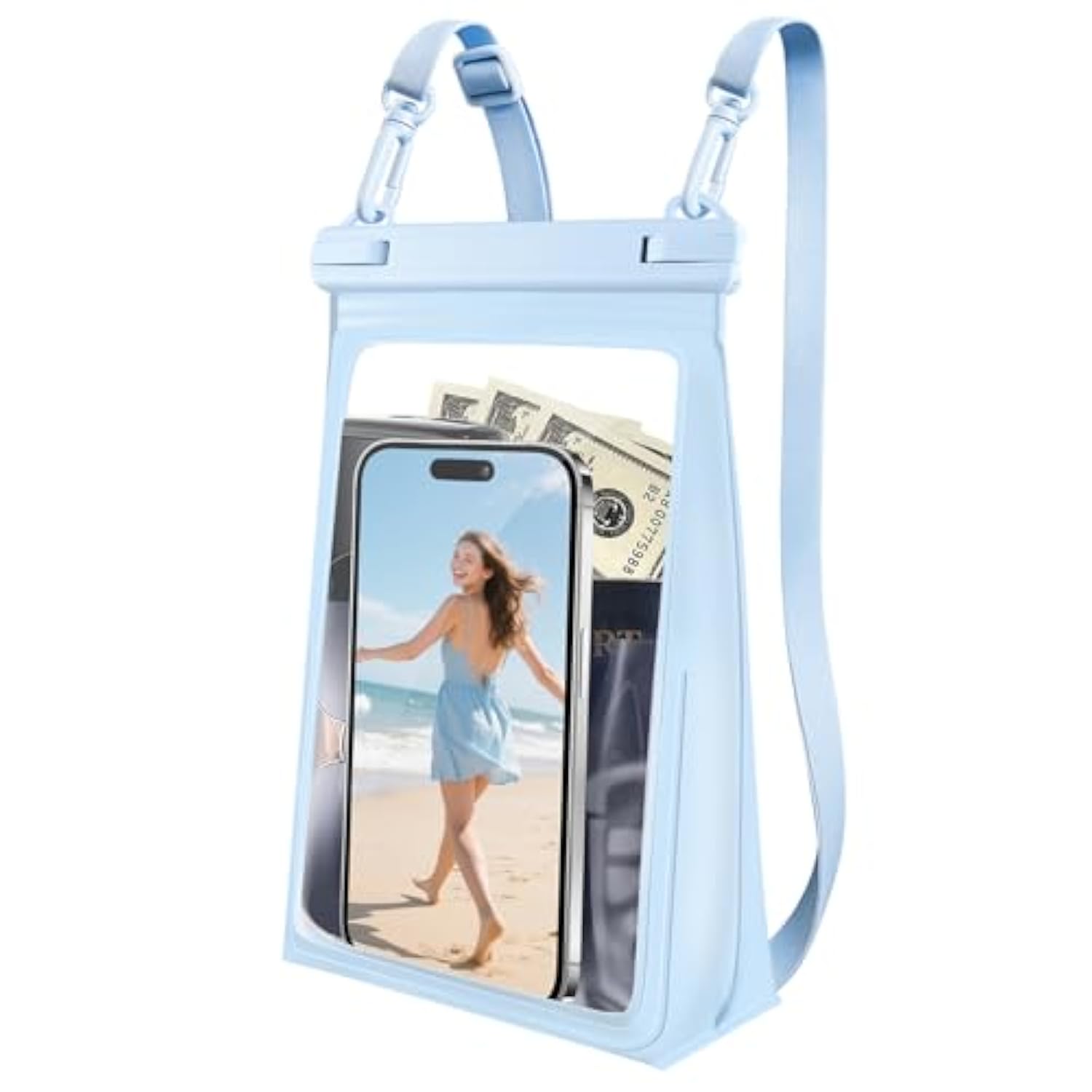 Large Waterproof Phone Pouch Floating, Waterproof Phone Case For Iphone 15 14 Pro Max 13 12 Plus 11 Xs Xr X Samsung Up To 8.5'', Ipx8 Water Proof Cell Phone Dry Bag For Beach Swimming Kayaking, Blue