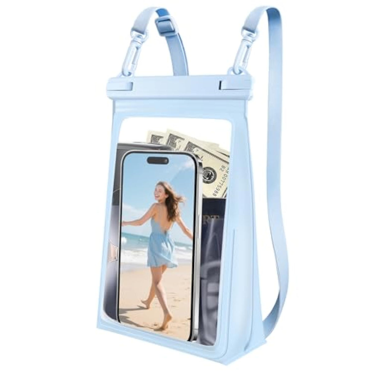 Large Waterproof Phone Pouch Floating, Waterproof Phone Case For Iphone 15 14 Pro Max 13 12 Plus 11 Xs Xr X Samsung Up To 8.5'', Ipx8 Water Proof Cell Phone Dry Bag For Beach Swimming Kayaking, Blue