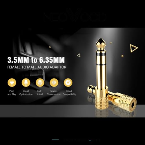Audio Adapter 6.35mm to 3.5mm Aux: Gold Plated Stereo 1/4 Inch to 1/8-inch TRS Converter