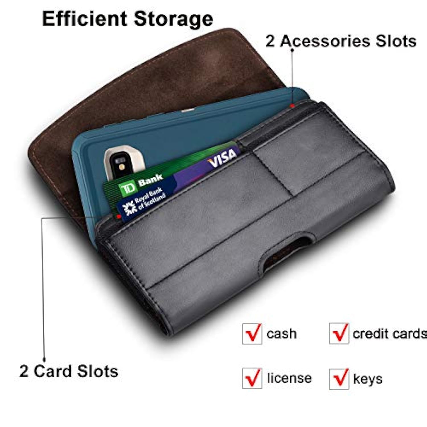 Phone Holster For Samsung Galaxy S25 Ultra S24 Plus S23 S22 S21 Fe Note 20+ A16 A15 A14 A54 A35 A26 A36 A56 5G Iphone 16 Pro Max 16E Leather Belt Clip Holster Holder Carrying Pouch Case, Black