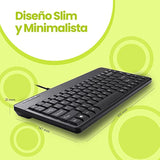 Perixx PERIBOARD-409P ES Mini Teclado con PS2 Cable - 314x146x20mm - Negro - Q