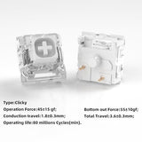 Kailh Box White Mechanical Keyboard Switches,3-Pin 45Gf Clicky/Speed Typing/Gaming/Waterproof Switches(72Pcs,Kailh Box White)
