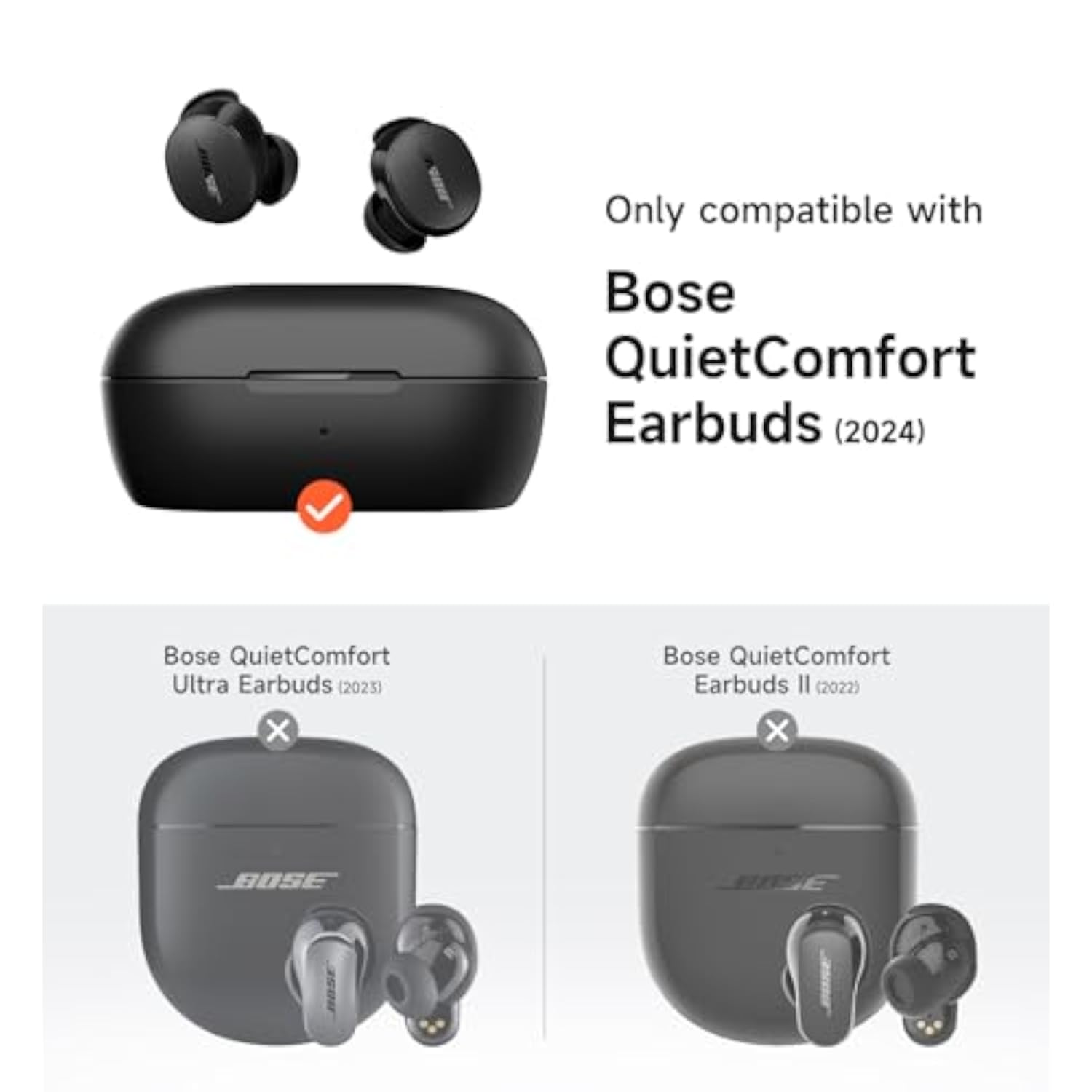 Magnetic Case for Bose QuietComfort Earbuds 2024, Rugged Shockproof Protective Cover with Magnetic Lok and Carabiner, Navy Color