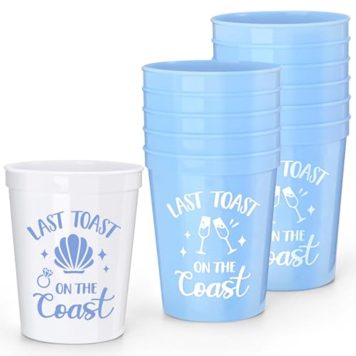 Last Toast On The Coasts Bachelorette Party Plastic Cups 12Pcs Costal Stadium Cups Bridal Showers Party Favors Decorations Reusable Party Cups Supplies 16Oz