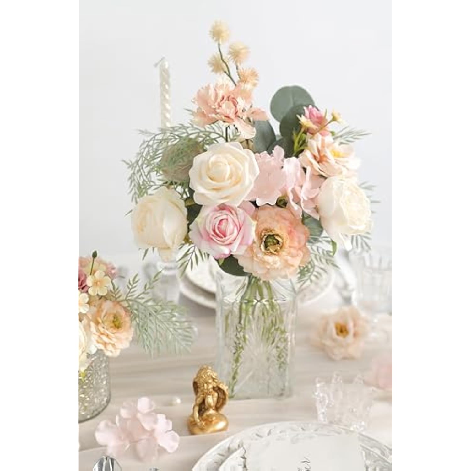 Artificial Flowers Combo For Diy Centerpieces Arrangements Wedding Bouquets Centerpieces Arrangements Party Baby Shower Home Decorations (Nude Champagne)