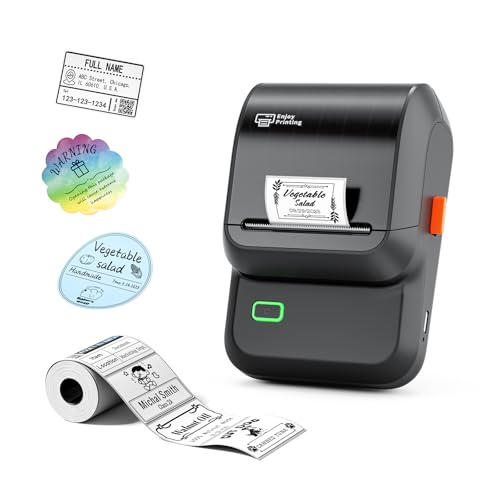 Label Maker Machine With Tape, M100 Barcode Label Printer, Address Label Maker With 4000 Icons And 300 Fonts, Bluetooth Thermal Printer For Small Business, Home, Office, School, Glossy Black