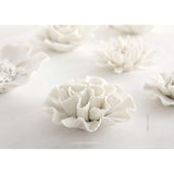 Ceramic Flower Wall Décor Artificial 3D Flower Wall Art For Living Room Home Hallway Bedroom Kitchen Farmhouse Bathroom Dining Room, White, F3, 3.93 Inch