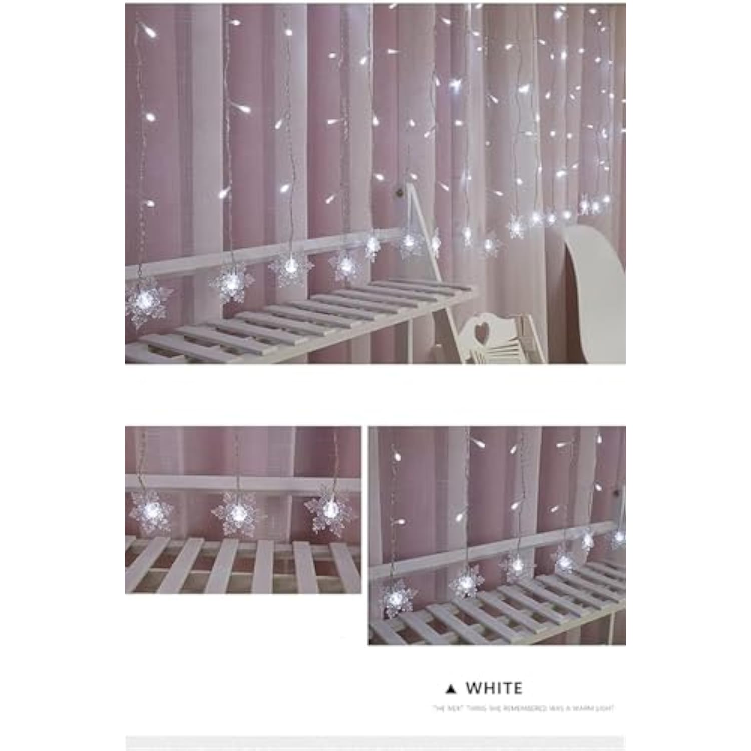 Christmas Snowflakes Led Curtain String Lights 11.5Ft/3.5M 96Led Christmas Window Curtain Light Plug In String Light For