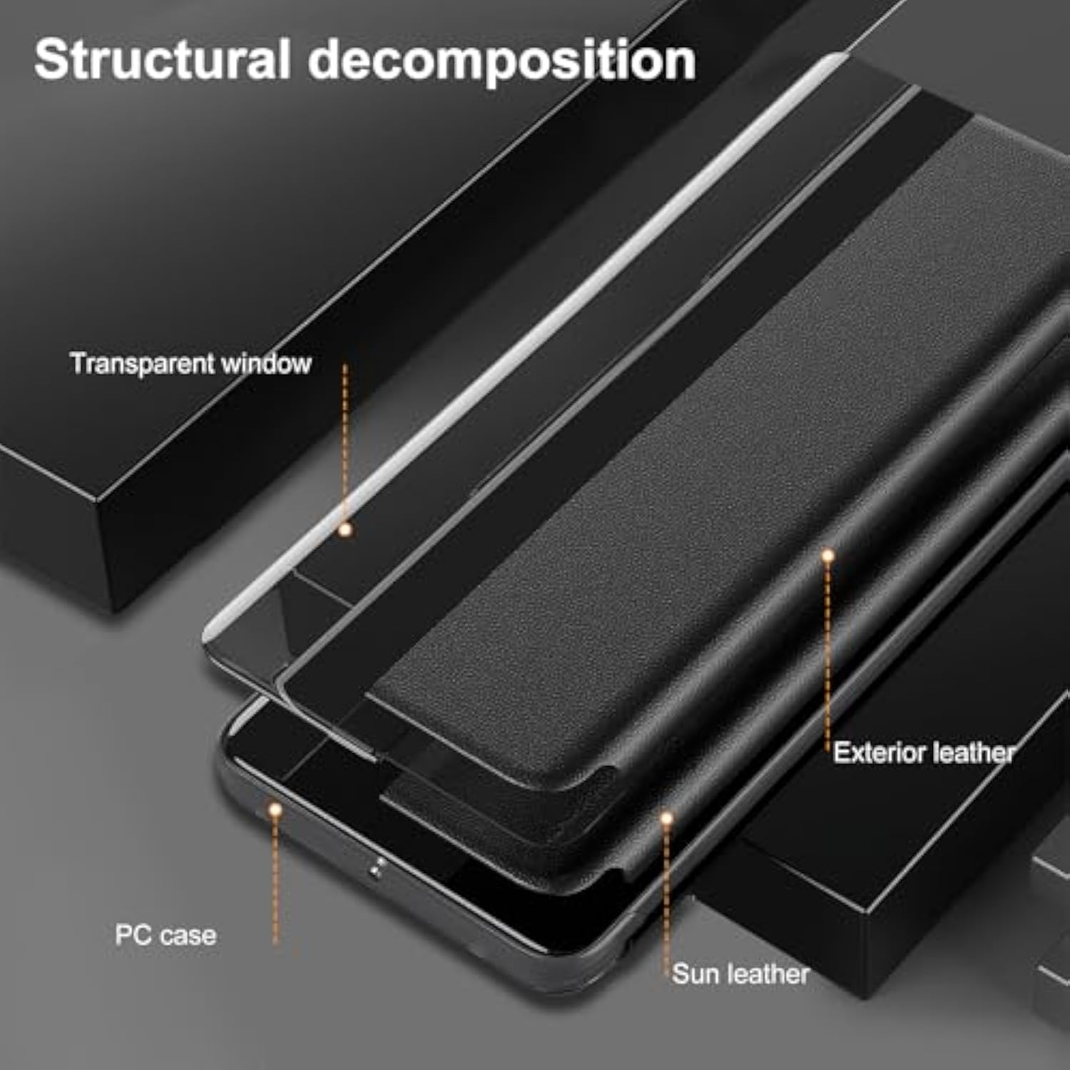 For Samsung Galaxy S25 Edge Case Flip Leather Cover Clear S-View, For Samsung S25 Edge Phone Case Smart Window Hard Flip, Shockproof Protective Cover Galaxy S25 Edge 5G Case Clear View