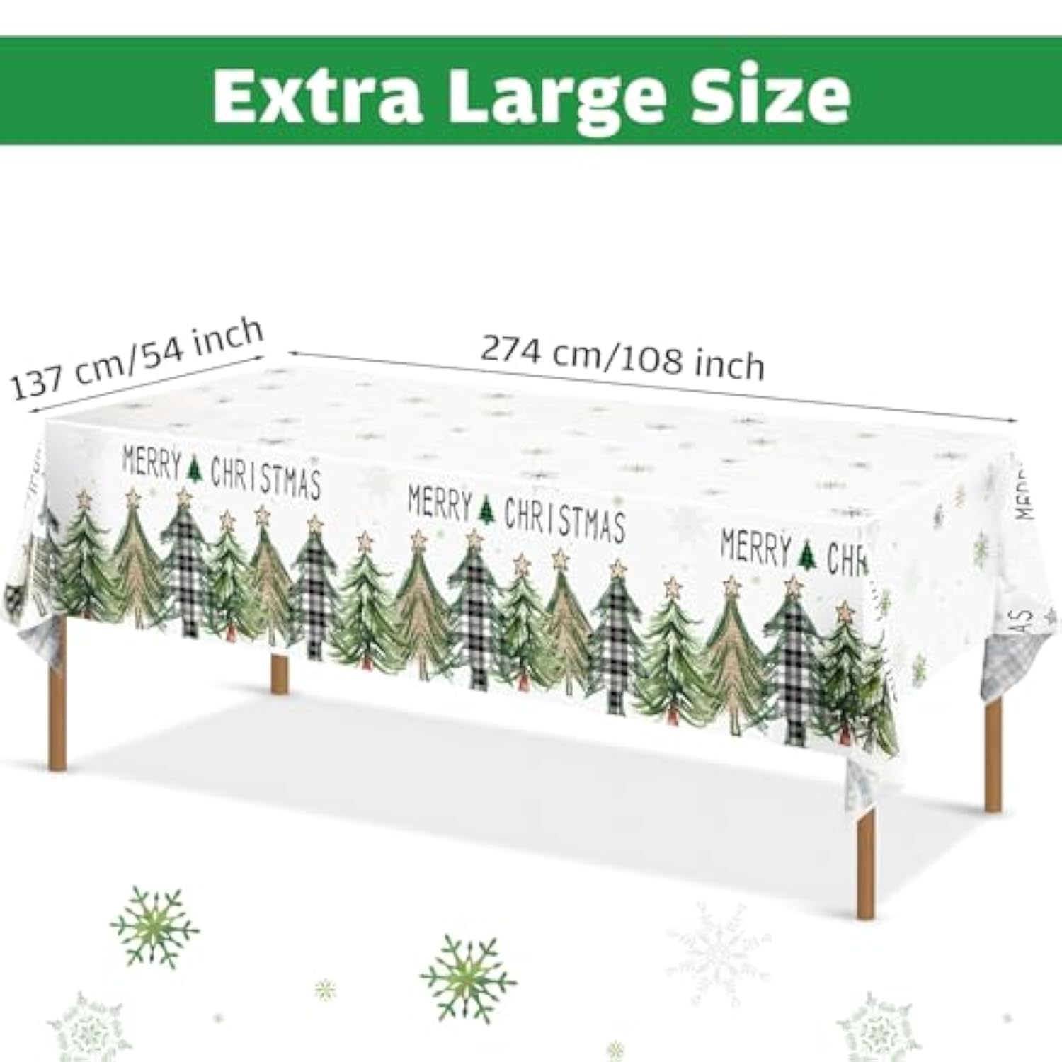 3pcs Christmas Tree Tablecloth Disposable Xmas Party Table Cover 54x108in