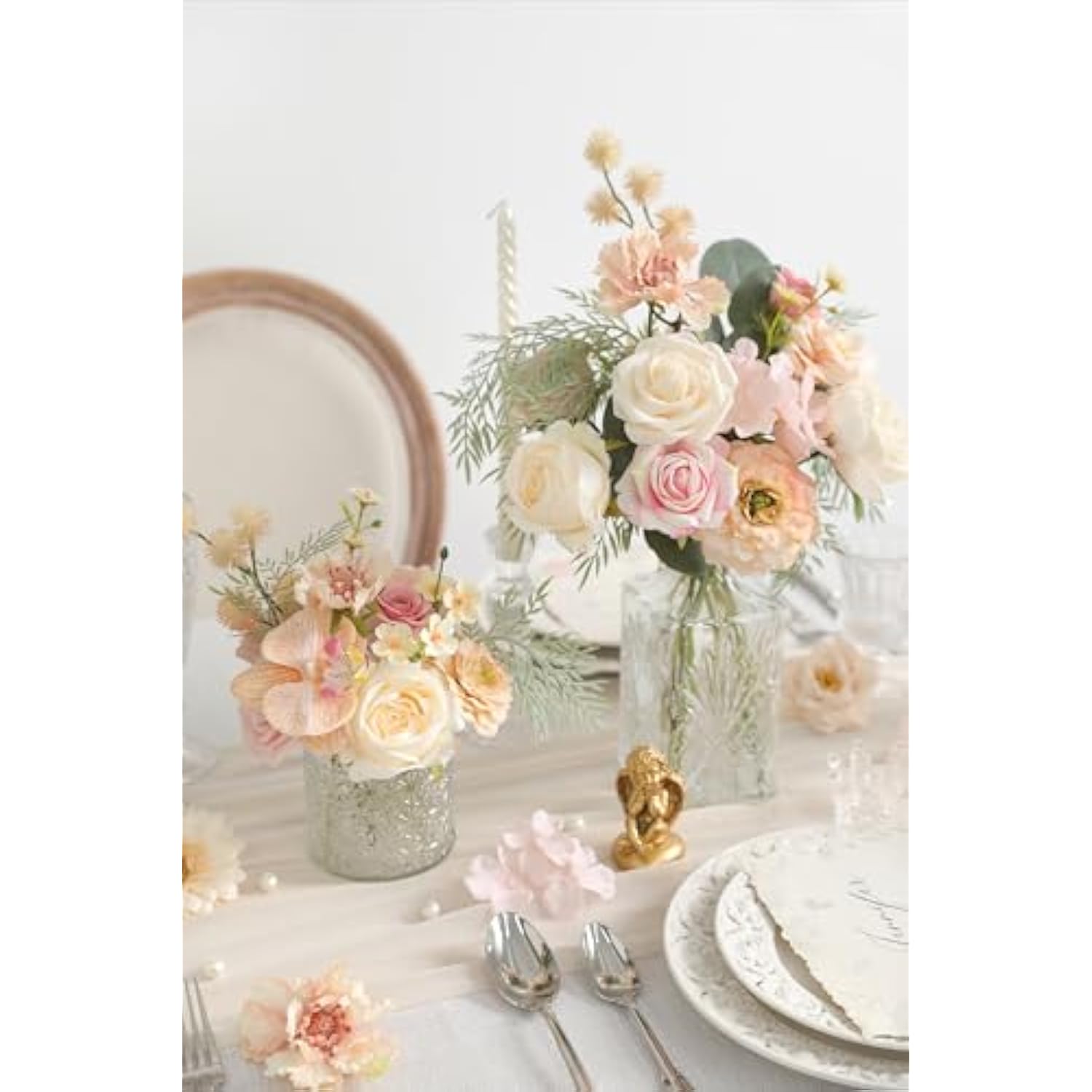 Artificial Flowers Combo For Diy Centerpieces Arrangements Wedding Bouquets Centerpieces Arrangements Party Baby Shower Home Decorations (Nude Champagne)