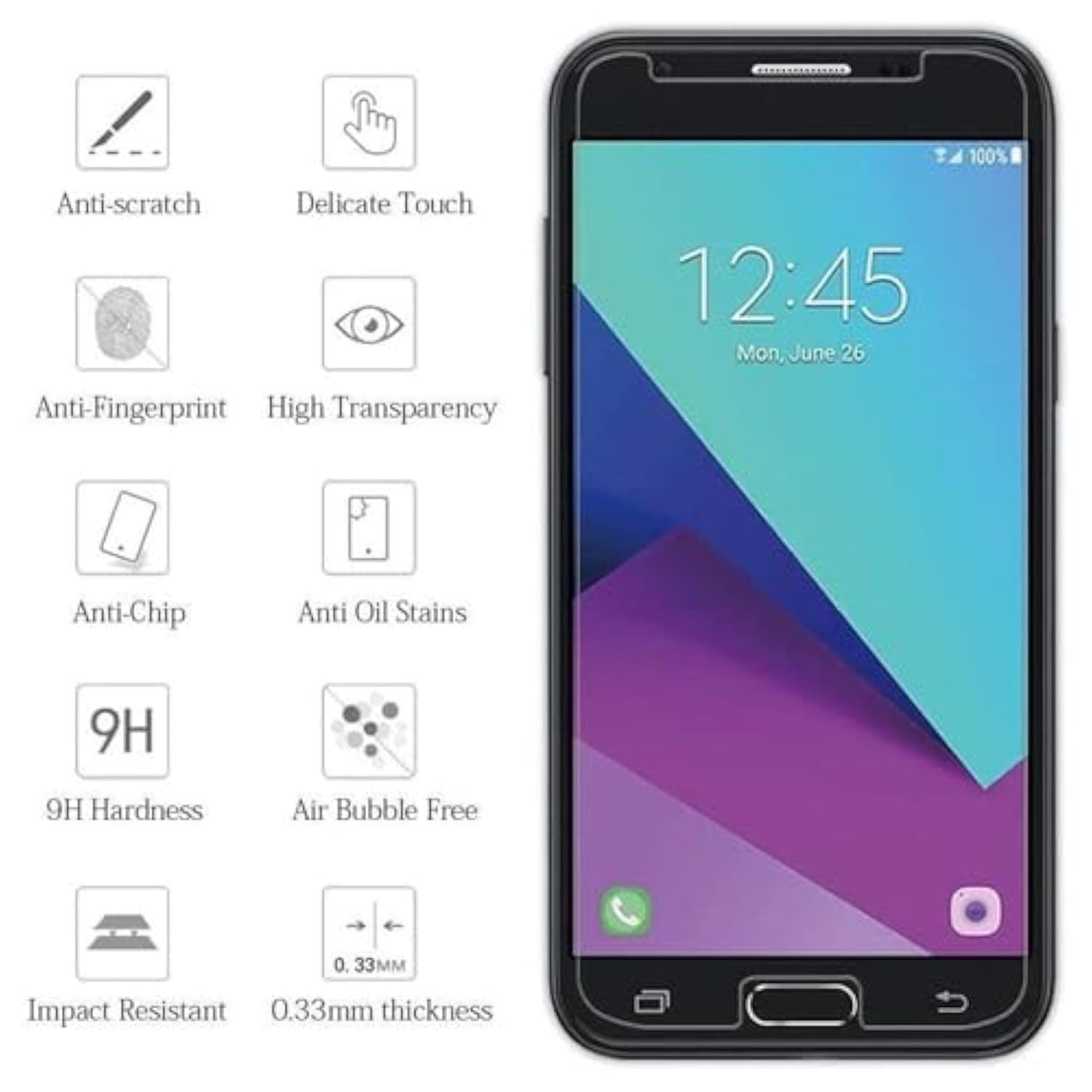 For Samsung Galaxy J7 (2017) 2-Pack 9H Hardness Tempered Glass Screen Protector