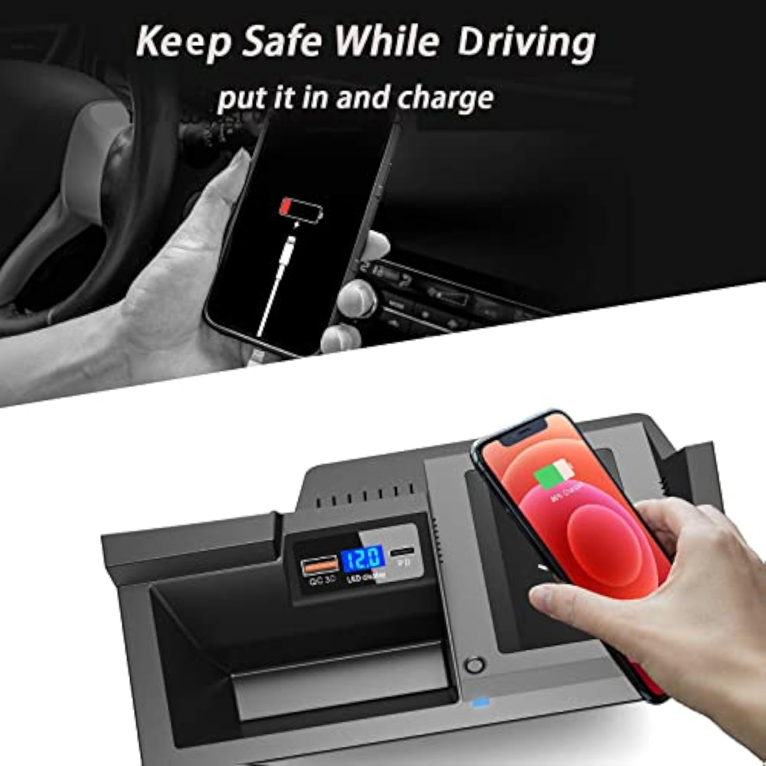 Car Wireless Charger Mount Fit For Mazda Cx5 2023 2022 2021 2020 2019 2018 2017,Output Of 15W Qc 3.0 Fast Charging Compatible With Iphone,Samsung,Usb Port 36W Wireless Charging Devices