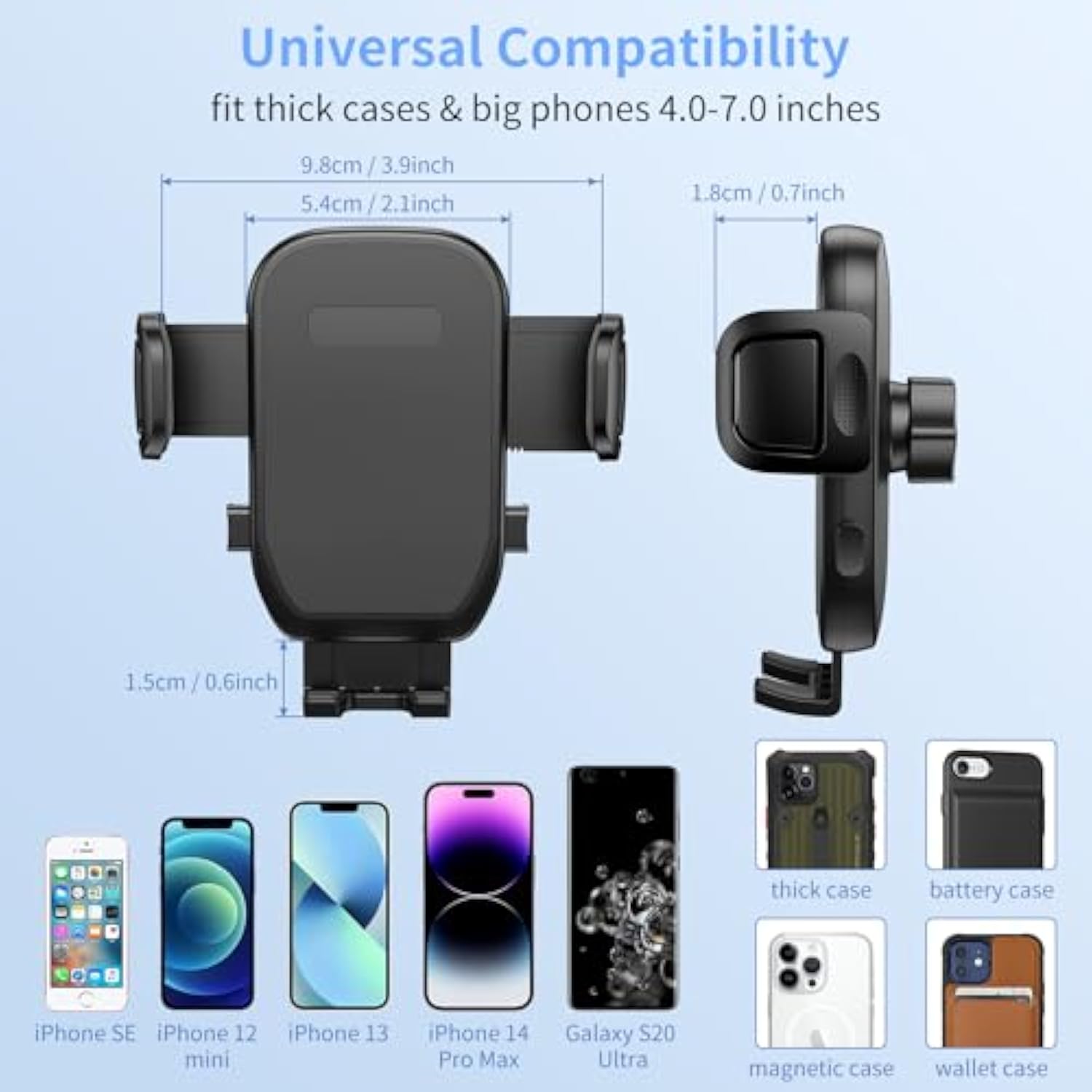 Cup Phone Mount For Car, [Upgraded Version] Universal Cup Phone Cradle Holder With Long And Adjustable Neck, Friendly Compatible With Cell Phone Iphone, Samsung, Google And All Smartphones
