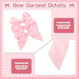 Pink Bow Garland, 8Pcs Satin Ribbon Bow Hanging Banners, Pink Bow Decor For Coquette Birthday Girls Bow Theme Birthday Party Baby Shower Bridal Shower Bachelorette Party Supplies