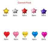 80-pc 5" star and heart foil mini balloons for birthday, wedding, and holiday décor (non-floating)
