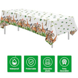 Jungle Animal Safari Party Decorations Tablecloth For Birthday Baby Shower, 3 Pack Disposable Zoo Wild Animals Birthday Party Supplies Table Cover, 55In X 86In