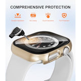 2-Pack Tempered Glass Case For Apple Watch Series 10 46Mm. The Screen Protector For Apple Watch 46Mm Case Is Made Of Pc Material And 9H Tempered Glass (Champagne Gold)