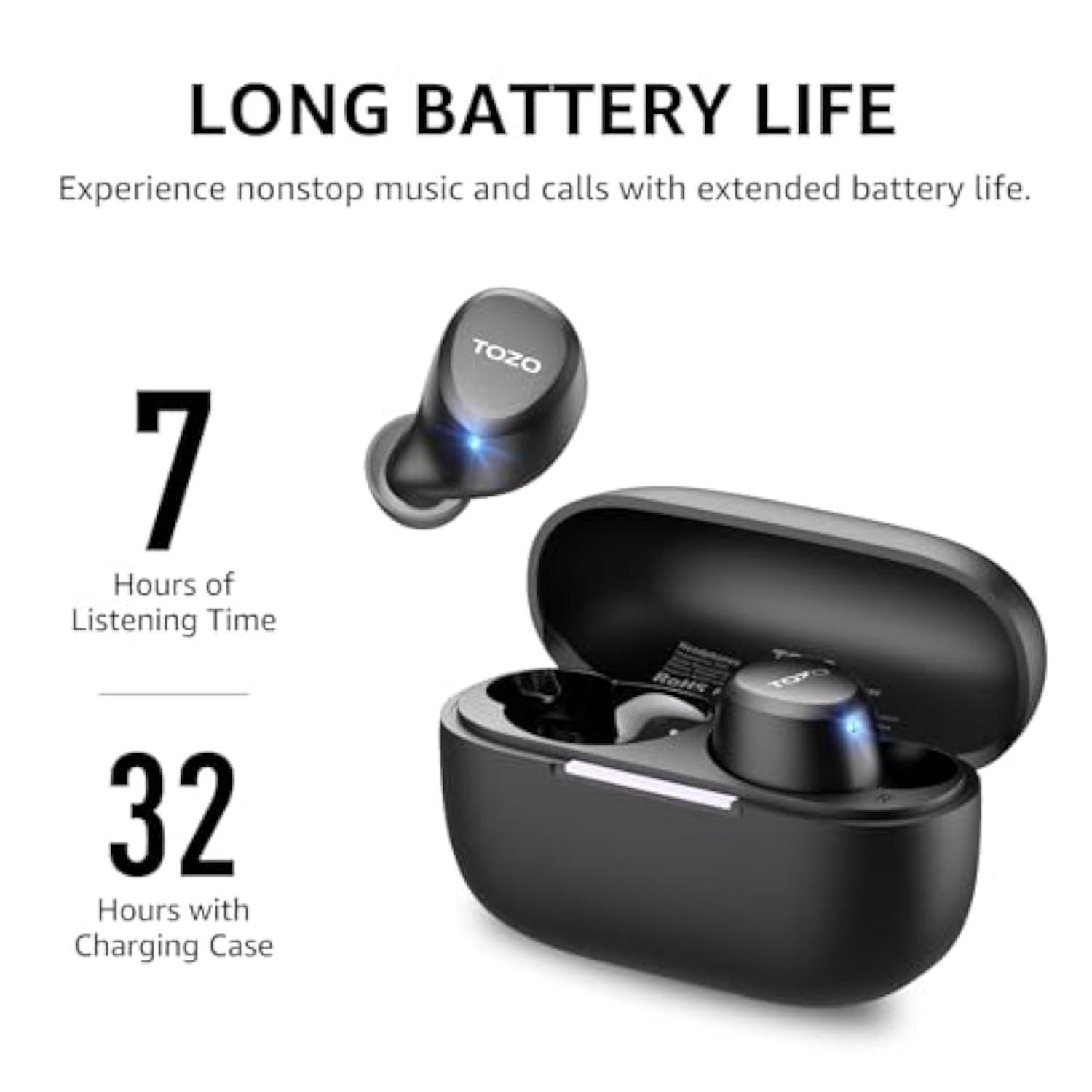 A1 Mini Wireless Earbuds Bluetooth 5.3, IPX5 Waterproof, with Mic - Black