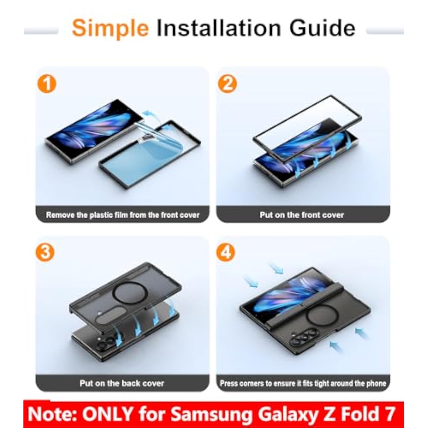 Only Designed For Samsung Galaxy Z Fold 7 Case,Built-In [Screen Protector] [Hinge Protection] [Kickstand] Full Body Protective Phone Case For Galaxy Z Fold 7 - Black