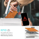 Brown iPhone 16e Case Wallet with RFID Blocking and 4 Card Slots