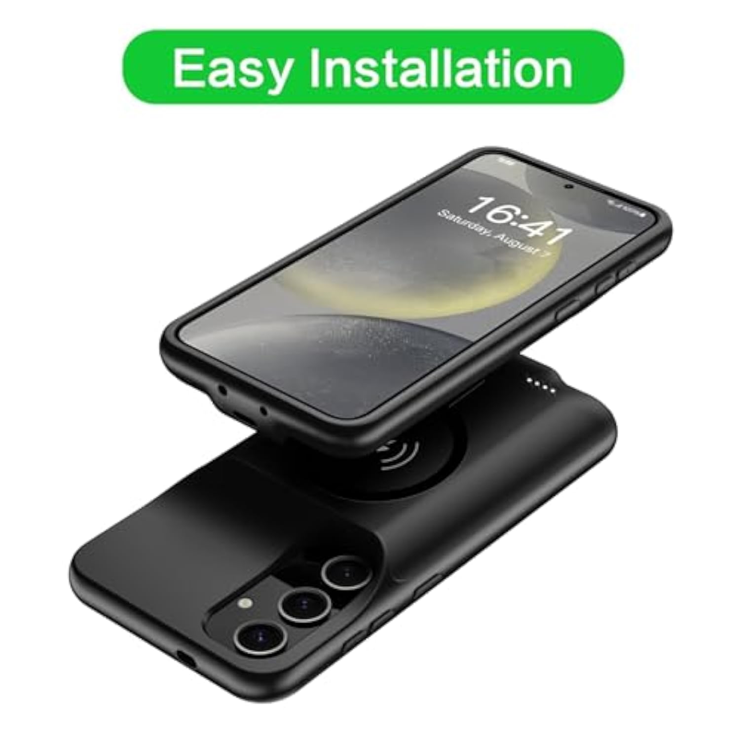 Wireless Charging Case For Galaxy S24, Upgraded 10000Mah Rechargeable Portable Charging Case Compatible With Galaxy S24 5G (6.2 Inch) With Carplay Extended Battery Pack Charger Power Case (Black)