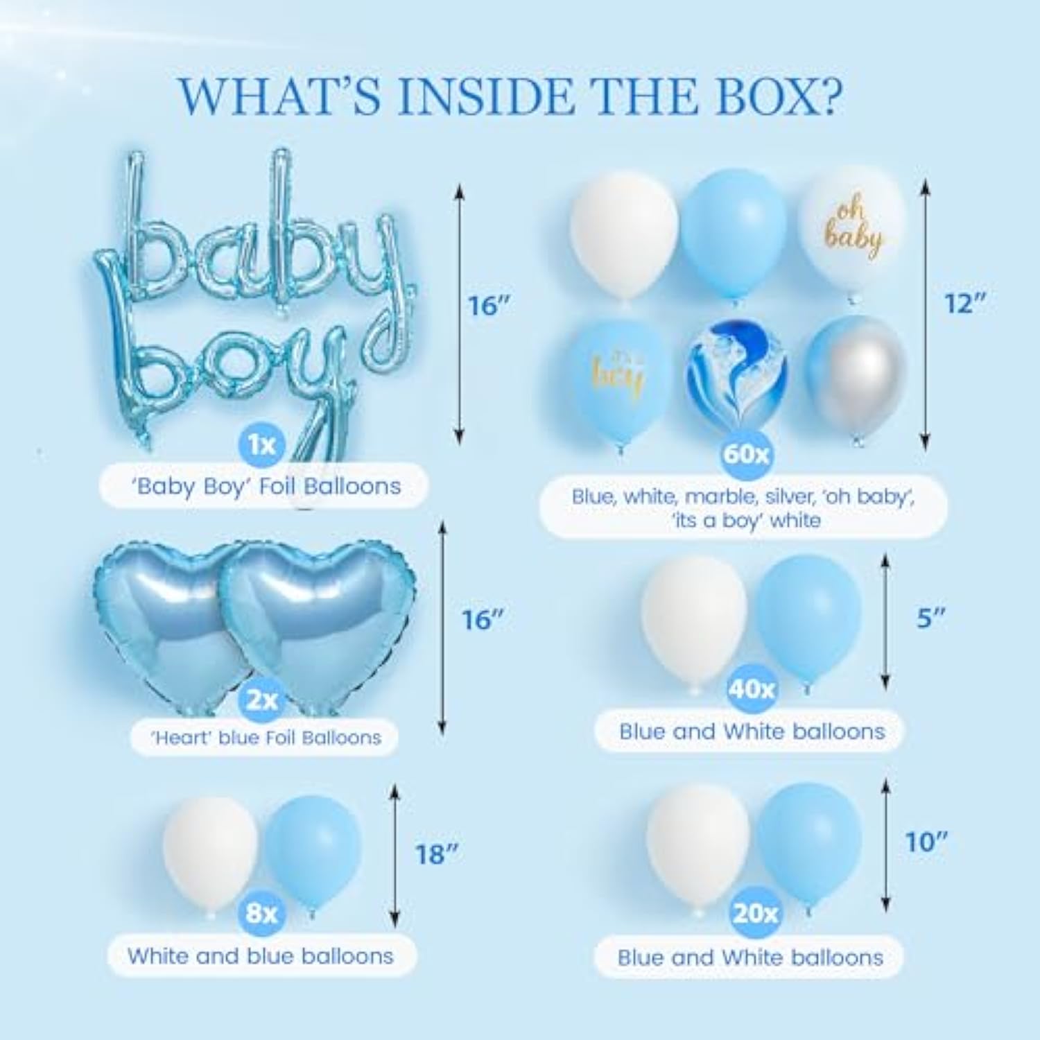 Baby Shower Decorations For Boy - All-In-One Inclusive Baby Boy Shower Blue Decorations Jumbo 165 Pcs Set - Welcome First Birthday Photo Shoot Decor Balloons Arch Boxes With Letters Kit
