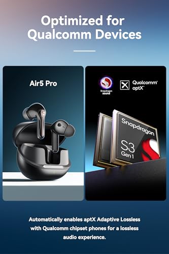 Air5 Pro Hi-Res Wireless Earbuds, LDAC & aptX Lossless, Audiophile-Grade Sound with Wide Soundstage, 37H Playtime, Bluetooth 5.4, IPX5 Waterproof,