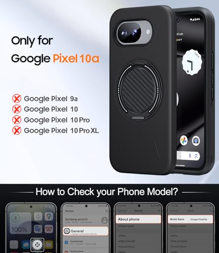 for Google Pixel 10A Case with Ring Holder Stand Kickstand, Dual Layer Shockproof Protective Cover with Screen Protector, Magnetic Accessory Friendly